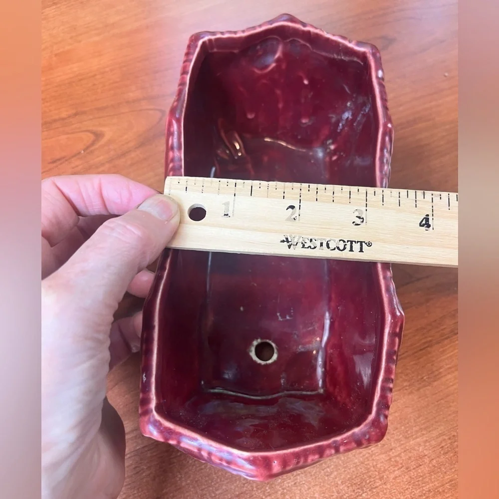 McCoy Planter Pottery USA Burgundy Red Rectangle 7 x 3 x 3